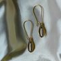 Long Silver Cowrie Sea Shell Charm Boho Dangle Earrings, thumbnail 5 of 7