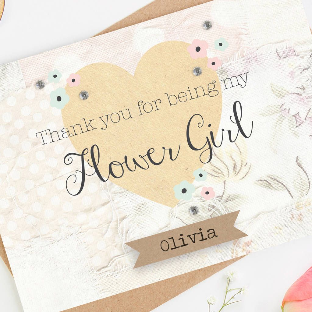 Thank You Flower Girl Card Floral Patchwork By LOOM Weddings ...