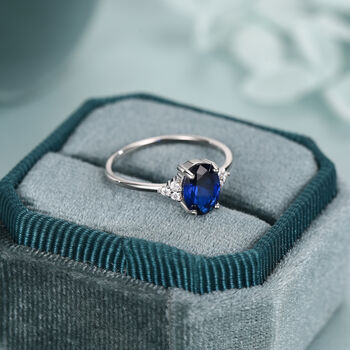 Oval Sapphire Cz Ring In Sterling Silver, 5 of 12