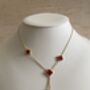 Double Sided Clover Long Necklace Red Black, thumbnail 5 of 10