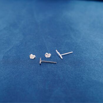 Small Dainty Minimalistic Silver Lightning Bolt Studs, 6 of 8