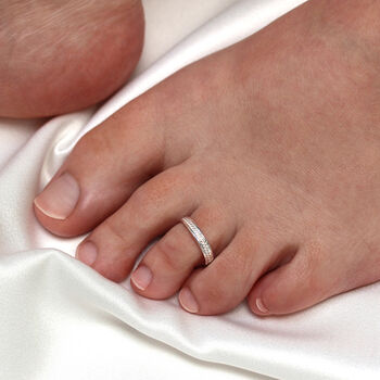 Sterling Silver Ribbed Adjustable 3mm Toe Ring, 2 of 4