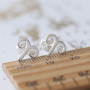 Aries Zodiac Symbol Sterling Silver Studs, 2 of 11