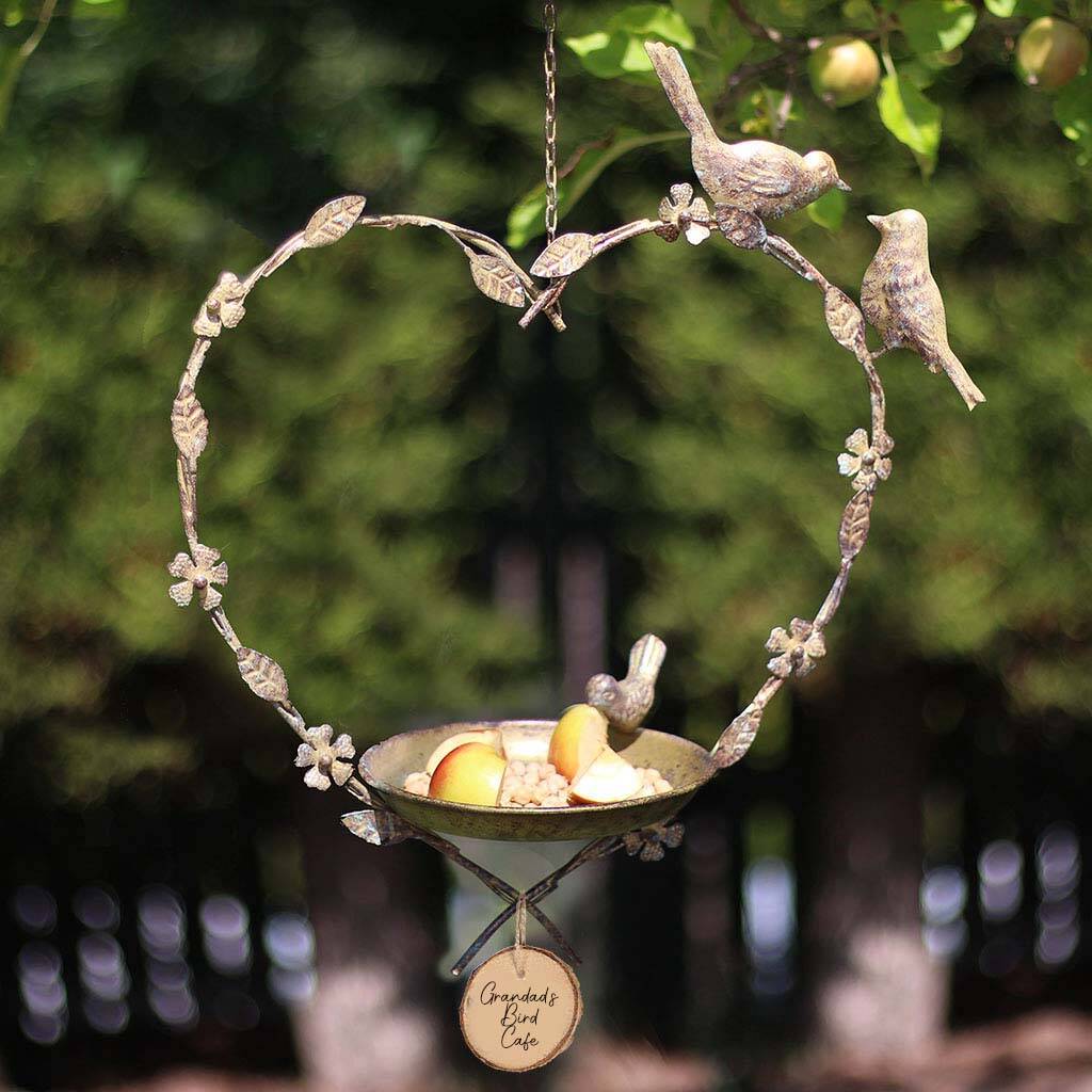 Personalised Garden Hanging Heart Bird Dish, 1 of 9
