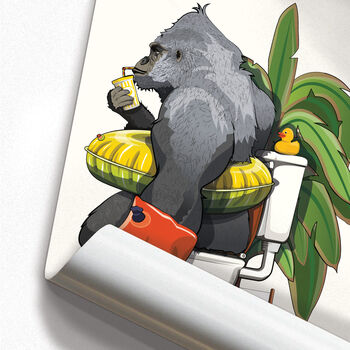 Gorilla On The Toilet Poster. Funny Safari Bathroom, 7 of 7