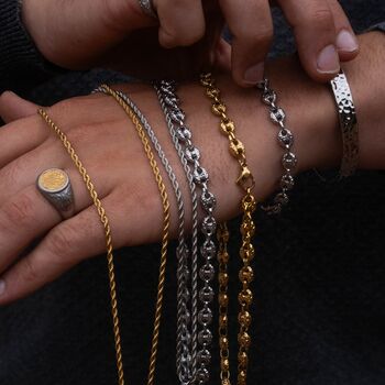 Gold Mariner Link Anchor Chain Bracelet For Men, 10 of 12