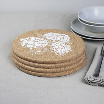 Cork Placemats And Coasters | Hydrangea, 3 of 6