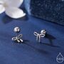 Sterling Silver Tiny Ribbon Bow Screw Back Earrings, thumbnail 1 of 10