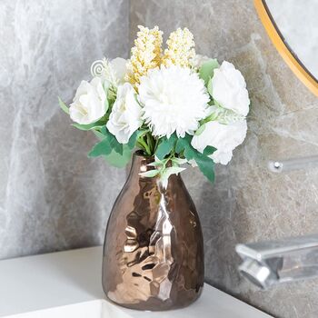 Set Of Three Glazed Metalic Ceramic Flower Vase, 3 of 5