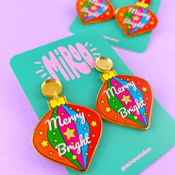'Merry And Bright' Colourful Christmas Earrings, 4 of 11