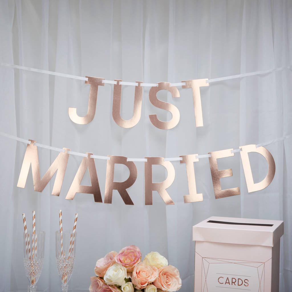 Blush Rose Gold Just Married Bunting By Posh Totty Designs Interiors ...