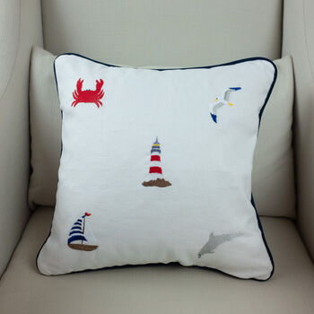 Children's Nautical Embroidered Nursery Cushion, 2 of 7