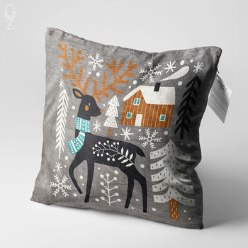 Christmas Grey Cushion Cover With Reindeer Themed, 3 of 7