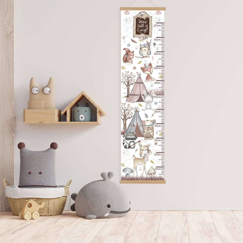 Personalised Teepee Animal Tribe Height Chart, 1 of 5
