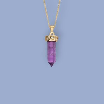 Genuine Amethyst Point Necklace In 18ct Gold Plate, 2 of 12