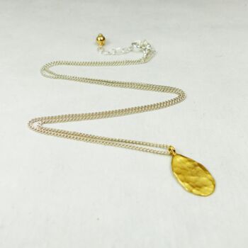 Hammered Gold Teardrop Necklace, 2 of 4