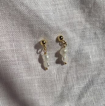 Handmade Freshwater Pearl Earring Gold Vermeil Plated, 3 of 5
