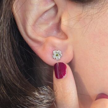 Peridot August Poppy Sterling Silver Stud Earrings, 2 of 5