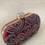 Red Handcrafted Oval Clutch Bag, thumbnail 1 of 4