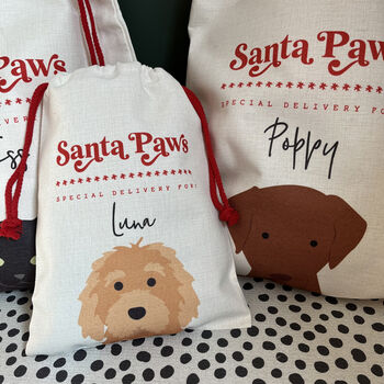 Personalised Christmas Santa Paws Dog Sack, 12 of 12