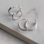 Sterling Silver Black Cz Double Hoop Huggies, thumbnail 4 of 6