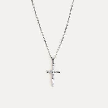 Silver Mini Crucifix Cross Pendant Chain For Men, 2 of 12