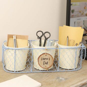 Personalised Desk Tidy Pots In Basket, 3 of 9