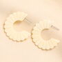 Cream Resin Scalloped Edge Hoop Earrings, thumbnail 1 of 2