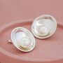 Sterling Silver Pearl Stud Earrings. Silver And Black, thumbnail 2 of 12