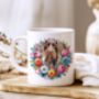 Personalised German Wirehaired Pointer Floral Summer Dog Wreath Gift Keepsake Mug, thumbnail 1 of 2