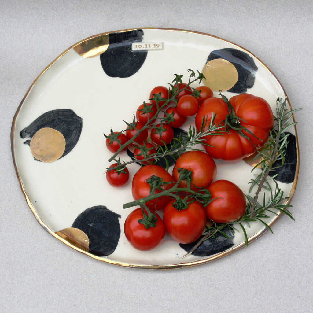 Personalised Gold Spotted Ceramic Platter, 1 of 5