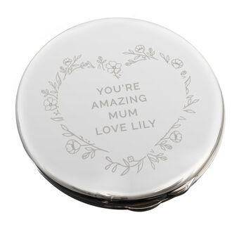 Personalised Floral Heart Compact Mirror, 7 of 7