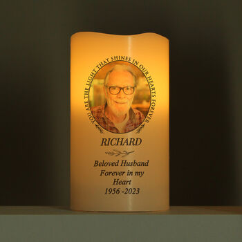 Personalised Light In Our Hearts Memorial LED Candle, 5 of 6
