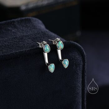Aqua Green Opal Droplet Ear Jacket In Sterling Silver, 2 of 10