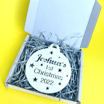 Baby's 1st Christmas Personalised Tree Decoration, 9 of 12