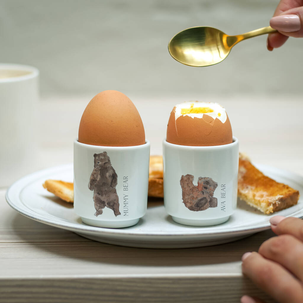 Personalised Bear Family Ceramic Egg Cup, 1 of 3