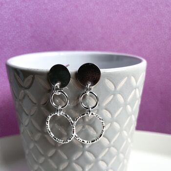Petite Circles Sterling Silver Earrings, 2 of 3