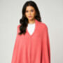 Coral Pink 100% Cashmere Multi Ways Button Poncho Shawl Gift Boxed, thumbnail 3 of 9