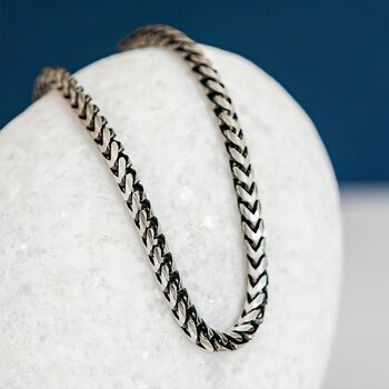 Mens Oxidised Sterling Silver Snake Chain Bracelet, 2 of 7