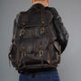 Military Style Genuine Leather Backpack In Tan, thumbnail 3 of 12