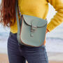Medium Leather Satchel Shoulder Bag In Stormy Sea Grey, thumbnail 1 of 6