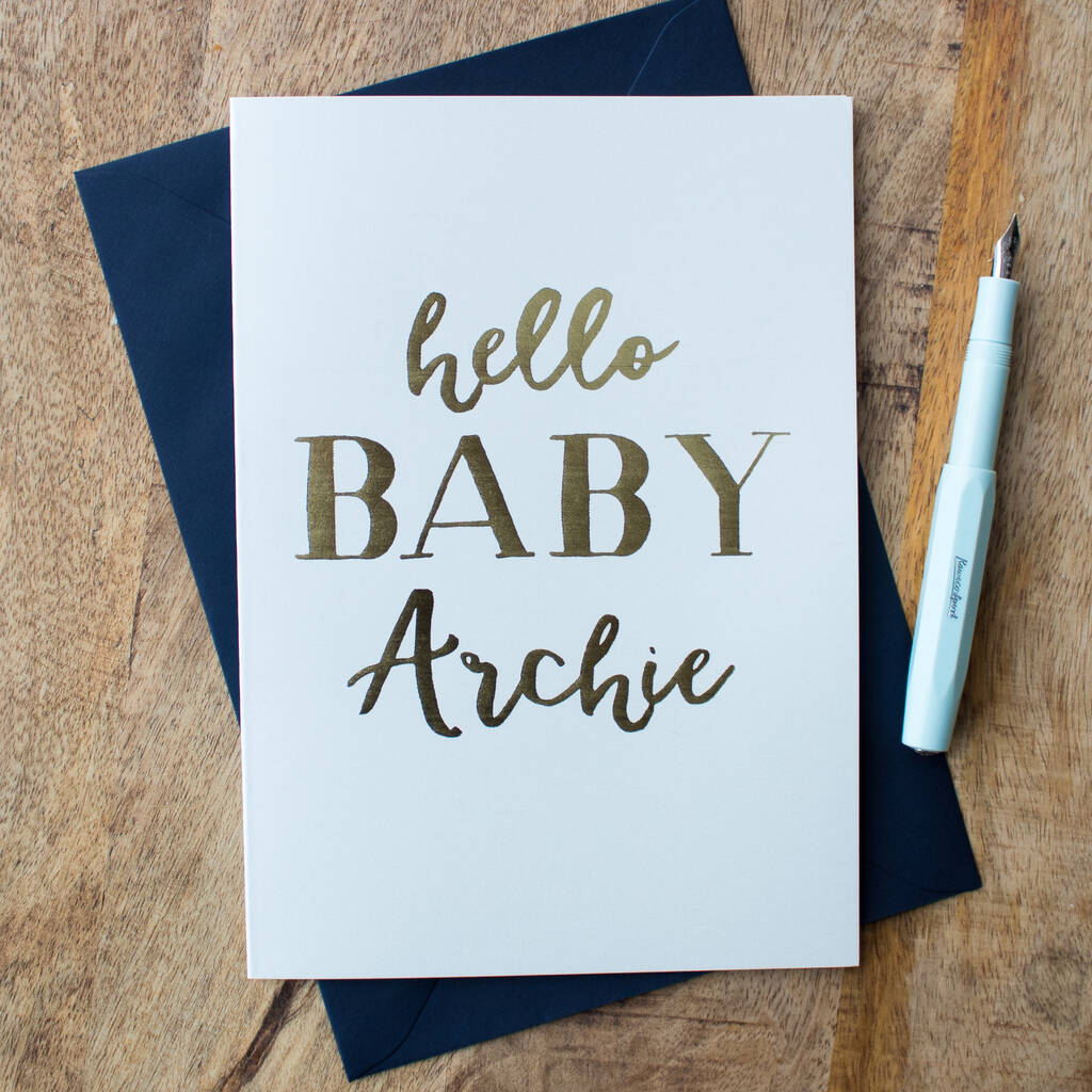 Foil 'Hello Baby' Personalised Card, 1 of 2