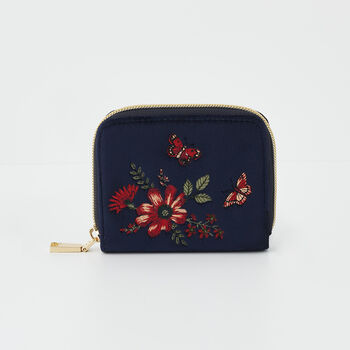 Navy Floral Velvet Purse Small, 2 of 7