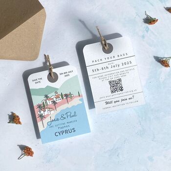 Greece, Cyprus Save The Date Luggage Tag, 2 of 3