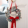 Wooden Christmas Wreath With Velvet Ribbon Decoration, thumbnail 2 of 11