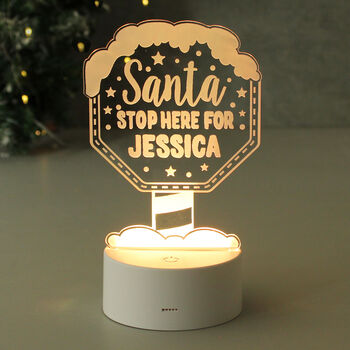 Personalised Santa Stop Here LED Sign, 6 of 6