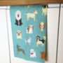 Dog Illustrations Colourful Kitchen Tea Towel, thumbnail 3 of 6