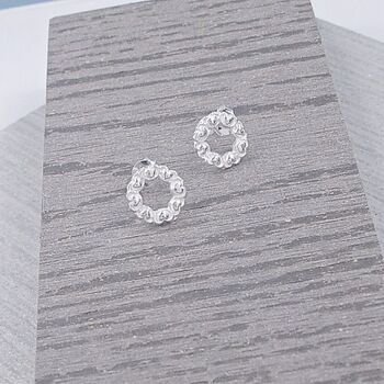 Sterling Silver Halo Heart Studs, 2 of 6