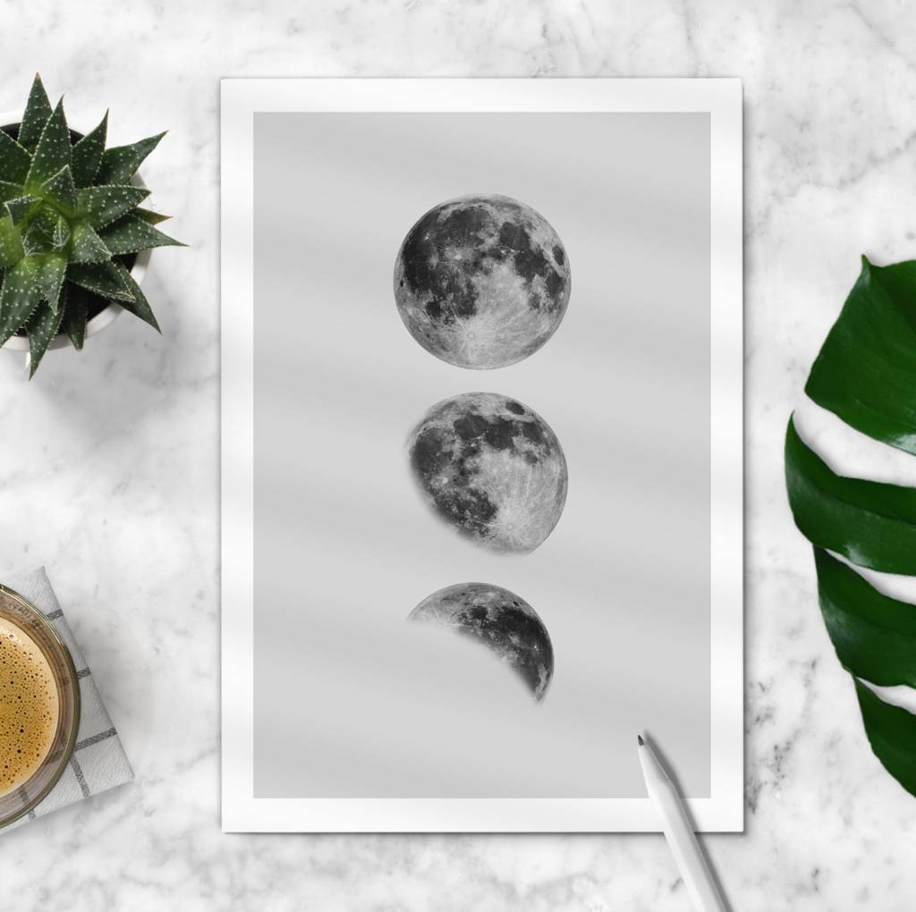 Phases Of The Moon Black And White Print By The Motivated Type ...