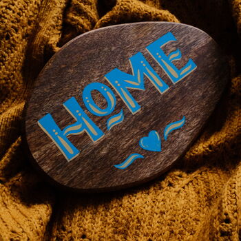 'Home' Hand Painted Wooden Sign, 5 of 6